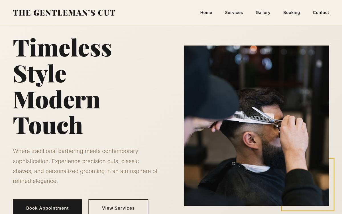 Barbershop website template preview